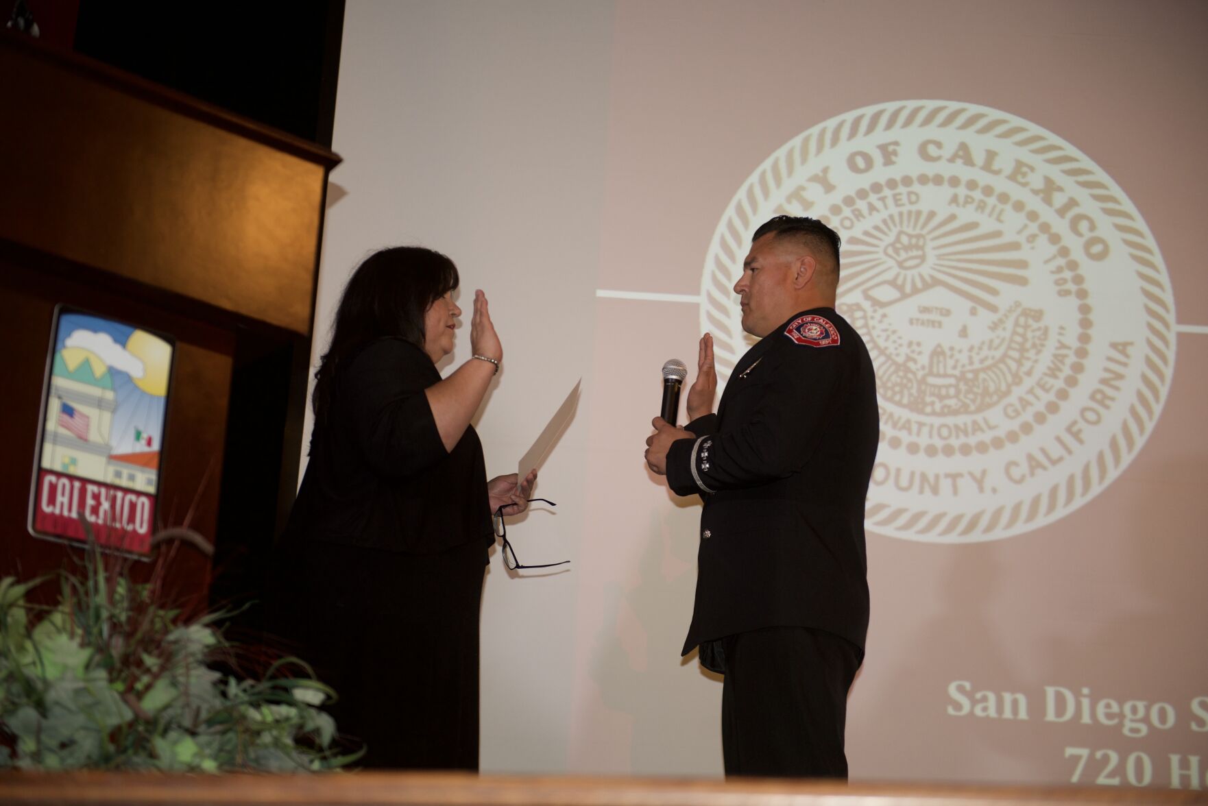 Swearing in of fire captain Juan Contreras